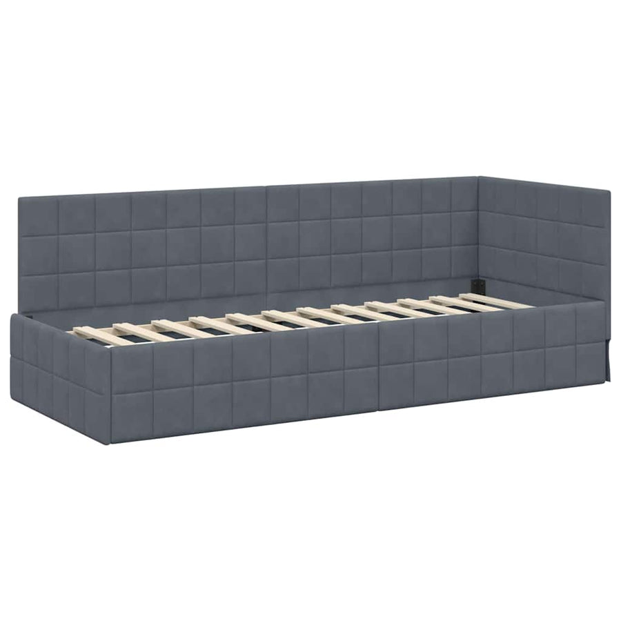 Hoekbedframe met Matras met hoofdeinde 2 pcs Grijs Fluweel
