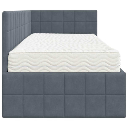 Hoekbedframe met Matras met hoofdeinde 2 pcs Grijs Fluweel