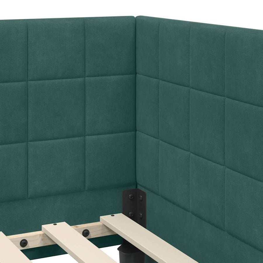 Hoekbedframe met Matras met hoofdeinde 2 pcs Groen Fluweel
