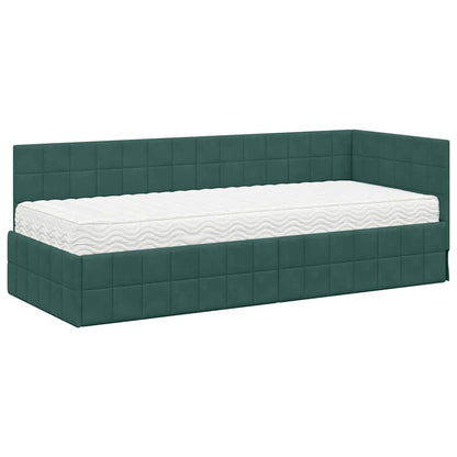 Hoekbedframe met Matras met hoofdeinde 2 pcs Groen Fluweel