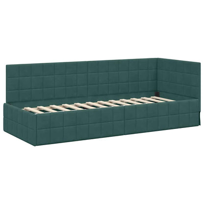 Hoekbedframe met Matras met hoofdeinde 2 pcs Groen Fluweel