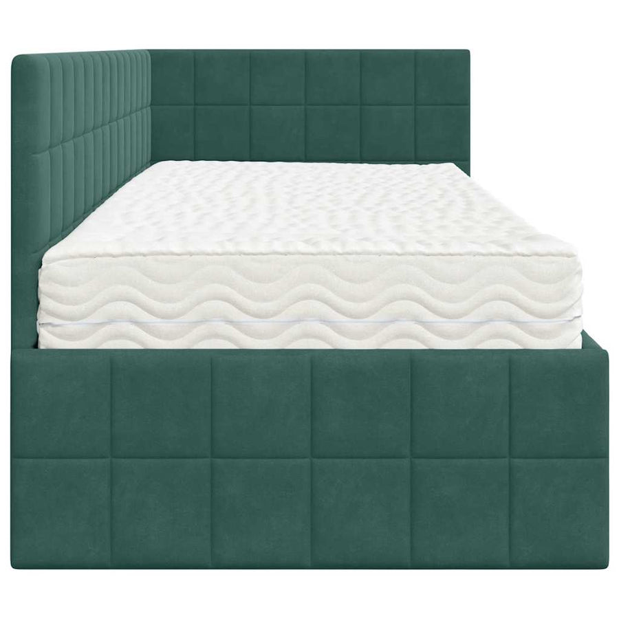 Hoekbedframe met Matras met hoofdeinde 2 pcs Groen Fluweel