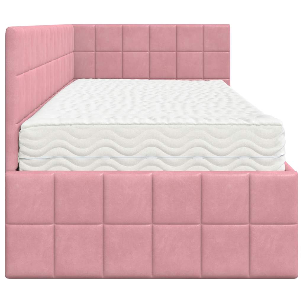 Hoekbedframe met Matras met hoofdeinde 2 pcs Grijs Fluweel