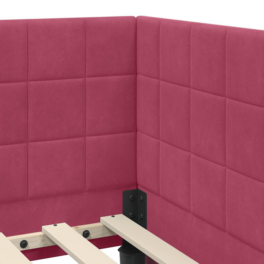 Hoekbedframe met Matras met hoofdeinde 2 pcs Groen Fluweel