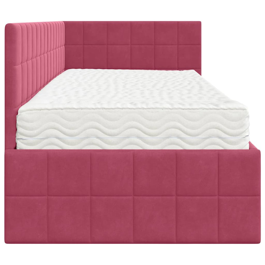 Hoekbedframe met Matras met hoofdeinde 2 pcs Groen Fluweel