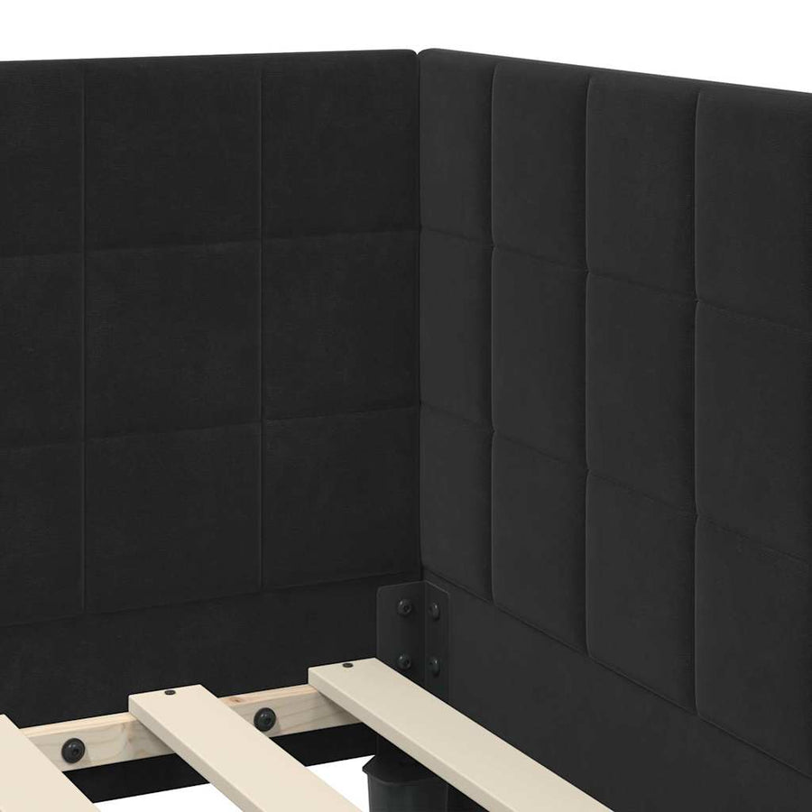 Hoekbedframe met Matras met hoofdeinde 2 pcs Zwart Fluweel