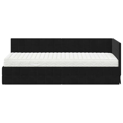 Hoekbedframe met Matras met hoofdeinde 2 pcs Zwart Fluweel