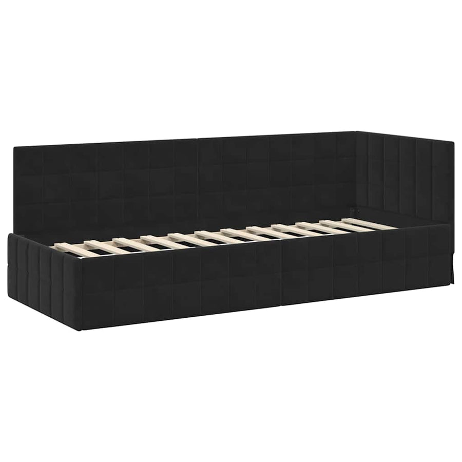 Hoekbedframe met Matras met hoofdeinde 2 pcs Zwart Fluweel