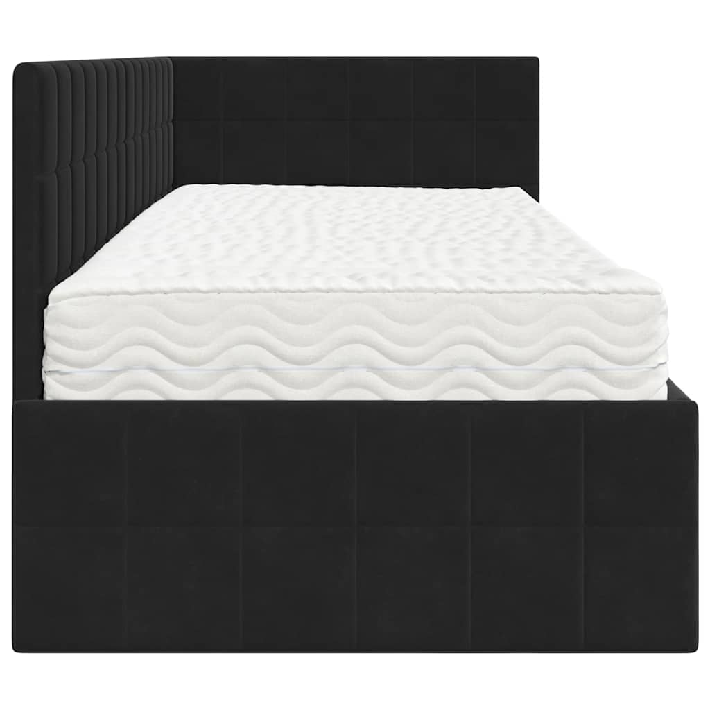 Hoekbedframe met Matras met hoofdeinde 2 pcs Zwart Fluweel