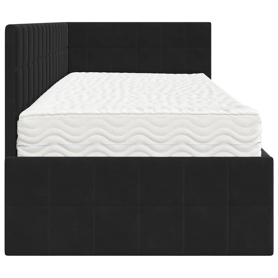Hoekbedframe met Matras met hoofdeinde 2 pcs Zwart Fluweel