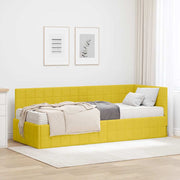 Hoekbedframe met matras 204x84x72 cm geel fluweel