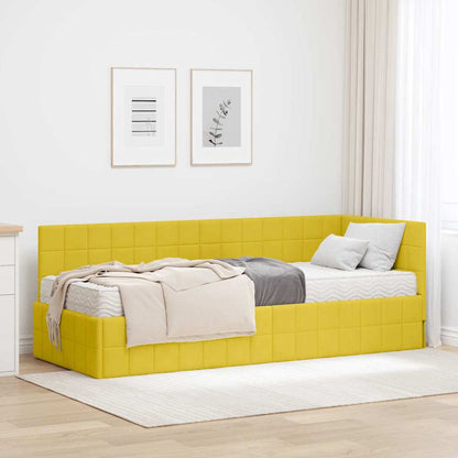 Hoekbedframe met Matras met hoofdeinde 2 pcs Geel Fluweel