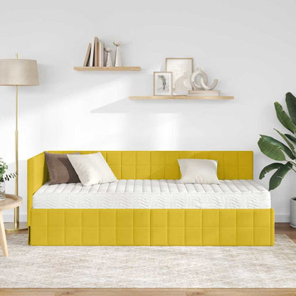 Hoekbedframe met Matras met hoofdeinde 2 pcs Geel Fluweel