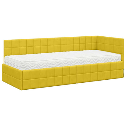 Hoekbedframe met Matras met hoofdeinde 2 pcs Geel Fluweel