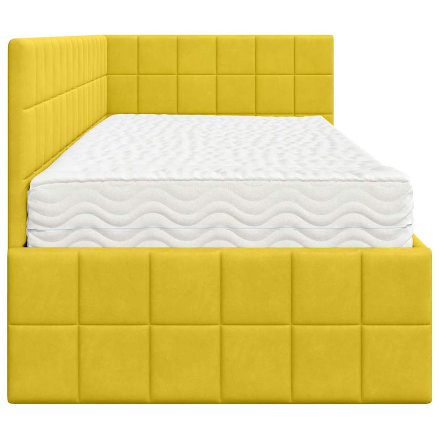 Hoekbedframe met Matras met hoofdeinde 2 pcs Geel Fluweel