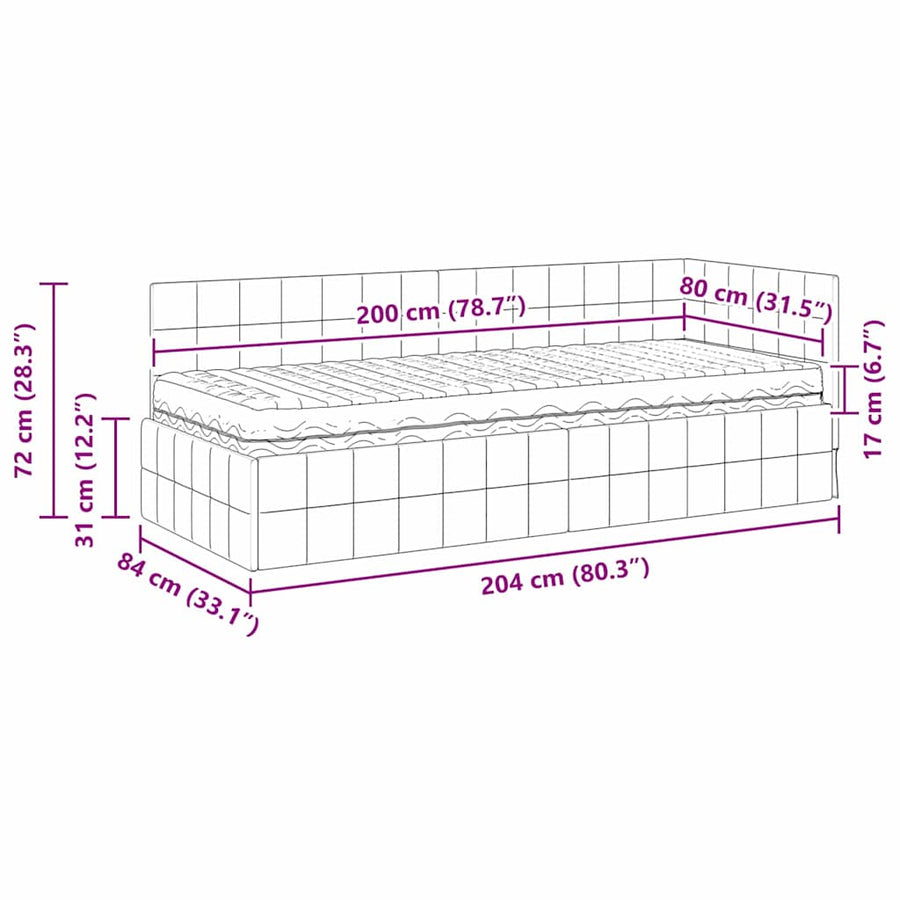 Hoekbedframe met Matras met hoofdeinde 2 pcs Geel Fluweel