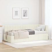 Hoekbedframe met matras 200x80 cm crème fluweel