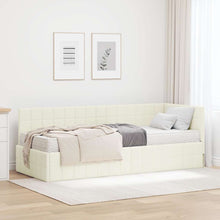 Hoekbedframe met Matras met hoofdeinde 2 pcs Crème Fluweel