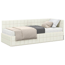 Hoekbedframe met Matras met hoofdeinde 2 pcs Crème Fluweel