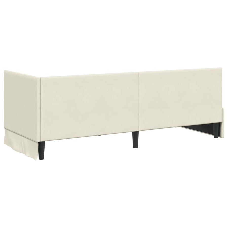 Hoekbedframe met Matras met hoofdeinde 2 pcs Crème Fluweel