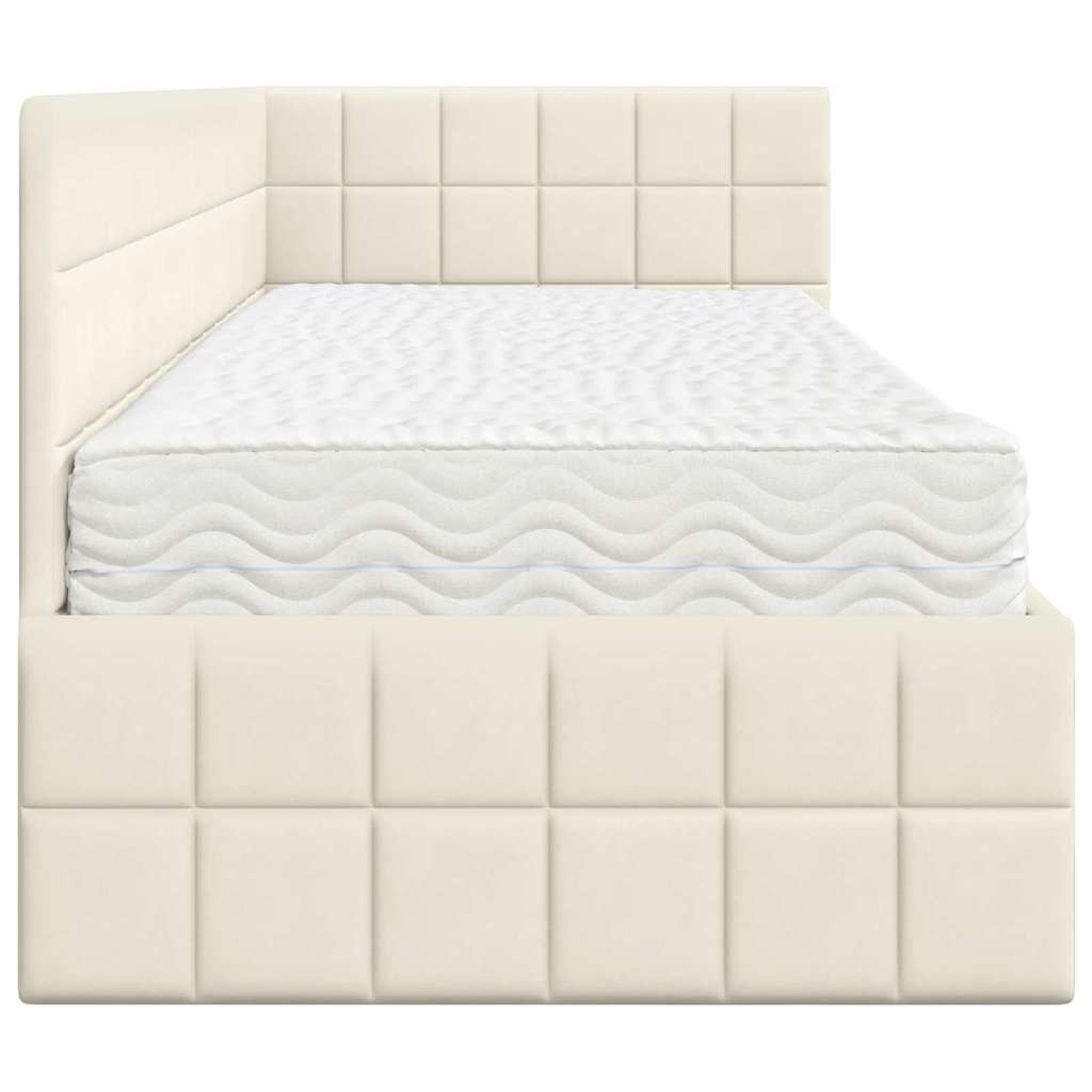 Hoekbedframe met Matras met hoofdeinde 2 pcs Crème Fluweel