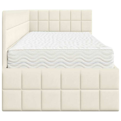Hoekbedframe met Matras met hoofdeinde 2 pcs Crème Fluweel
