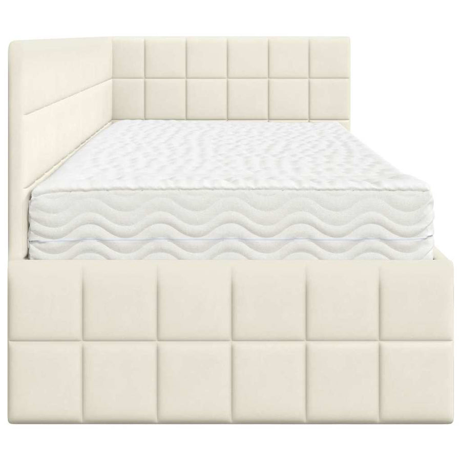 Hoekbedframe met Matras met hoofdeinde 2 pcs Crème Fluweel