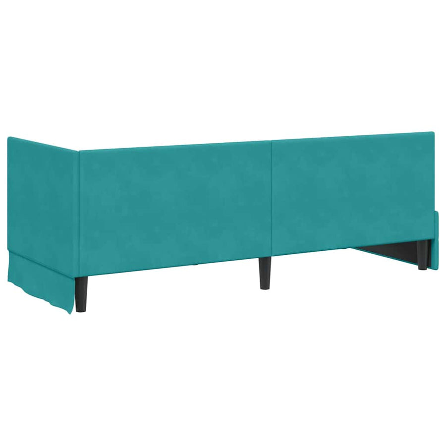 Hoekbedframe met Matras met hoofdeinde 2 pcs Turquoise Fluweel
