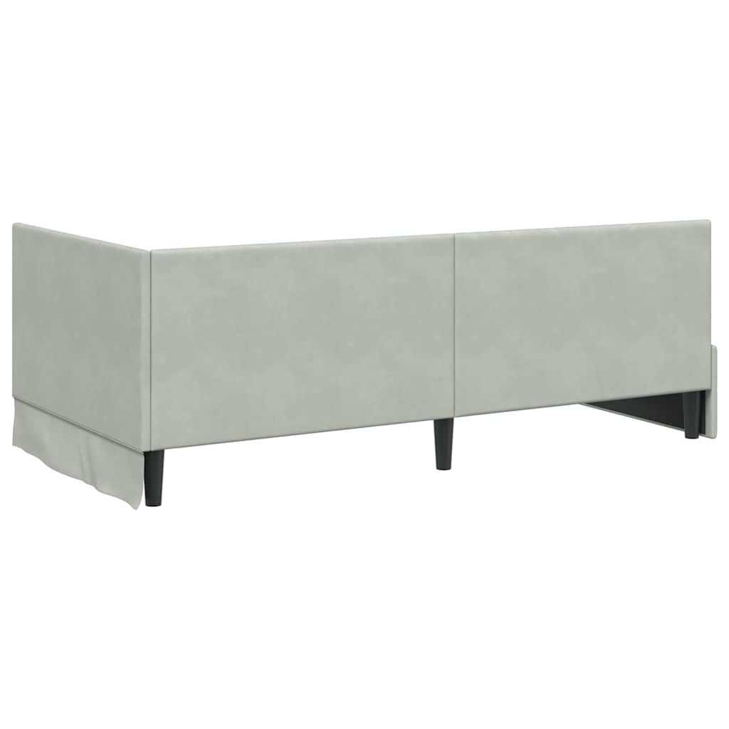 Hoekbedframe met Matras met hoofdeinde 2 pcs Lichtgrijs Fluweel