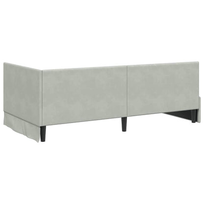 Hoekbedframe met Matras met hoofdeinde 2 pcs Lichtgrijs Fluweel