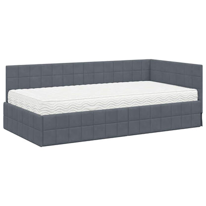 Hoekbedframe met Matras met hoofdeinde 2 st Grijs Fluweel