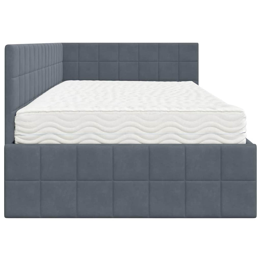 Hoekbedframe met Matras met hoofdeinde 2 st Grijs Fluweel