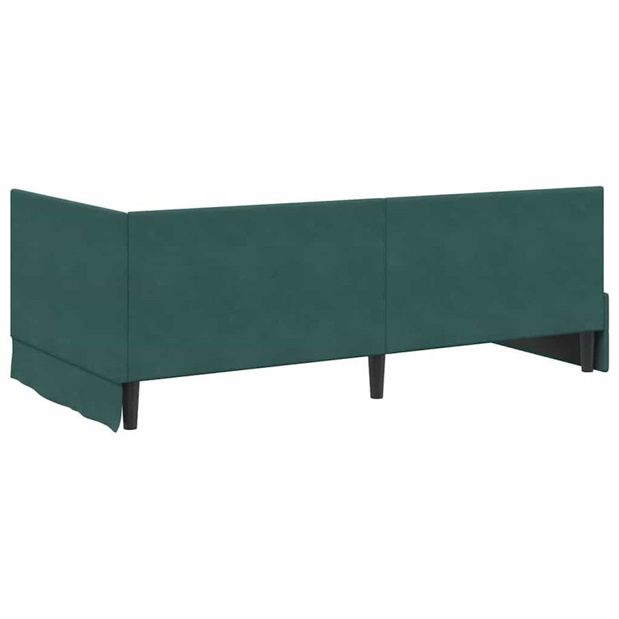 Hoekbedframe met Matras met hoofdeinde 2 pcs Groen Fluweel