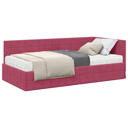Hoekbedframe met Matras met hoofdeinde 2 pcs Groen Fluweel