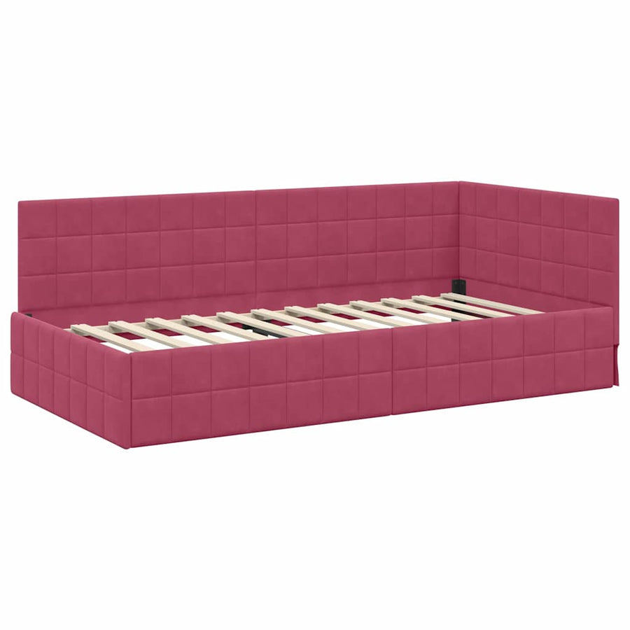 Hoekbedframe met Matras met hoofdeinde 2 pcs Groen Fluweel