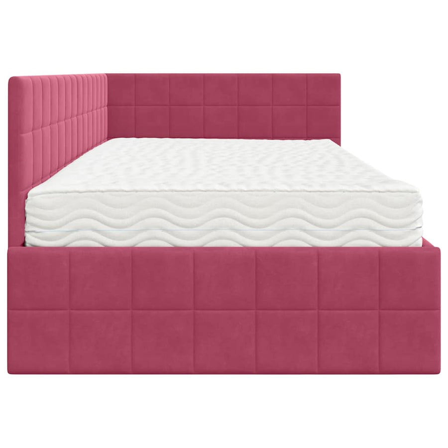 Hoekbedframe met Matras met hoofdeinde 2 pcs Groen Fluweel