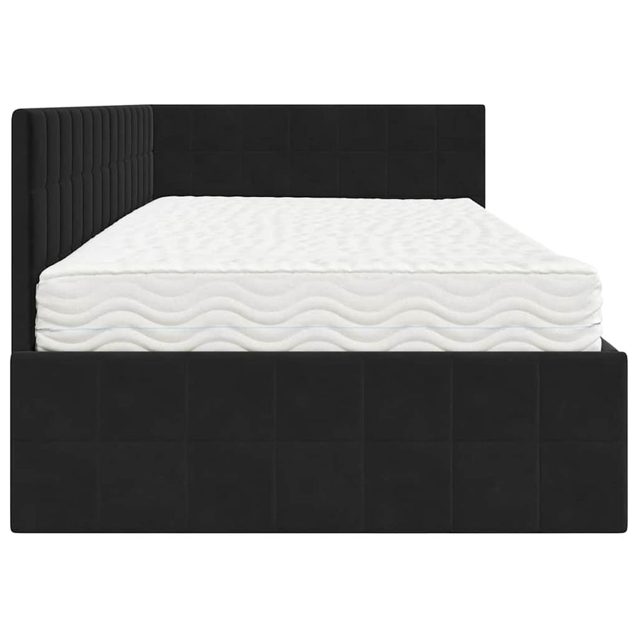 Hoekbedframe met Matras met hoofdeinde 2 st Zwart Fluweel