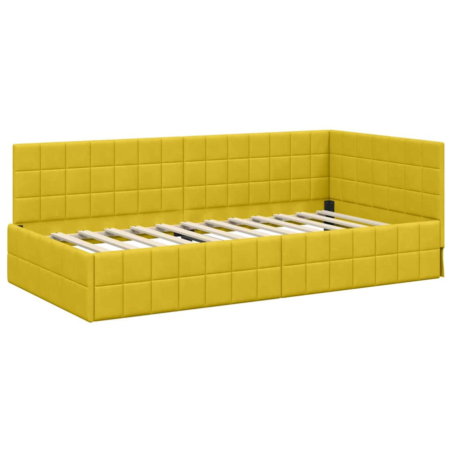 Hoekbedframe met Matras met hoofdeinde 2 pcs Geel Fluweel