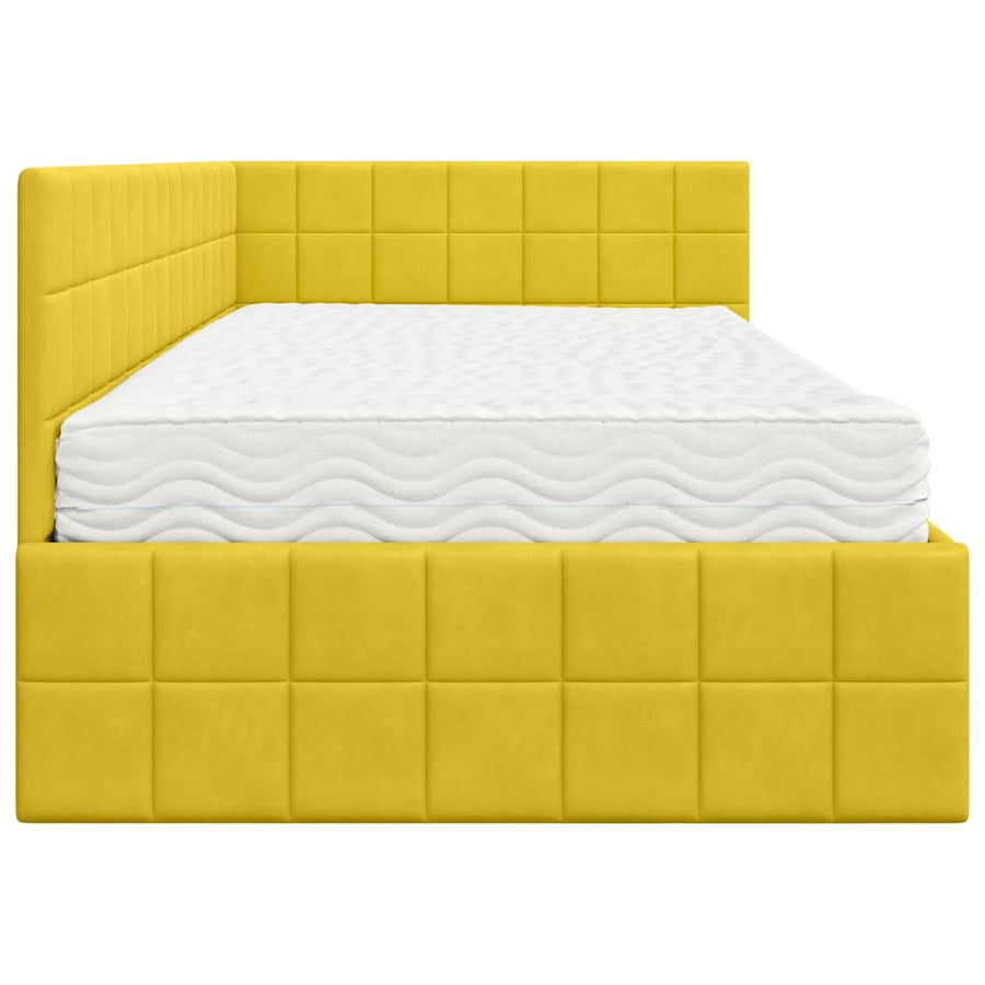 Hoekbedframe met Matras met hoofdeinde 2 pcs Geel Fluweel