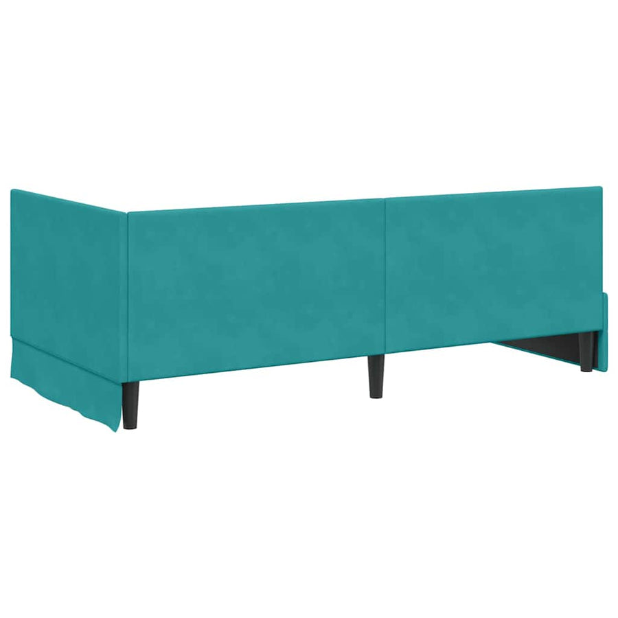 Hoekbedframe met Matras met hoofdeinde 2 pcs Turquoise Fluweel