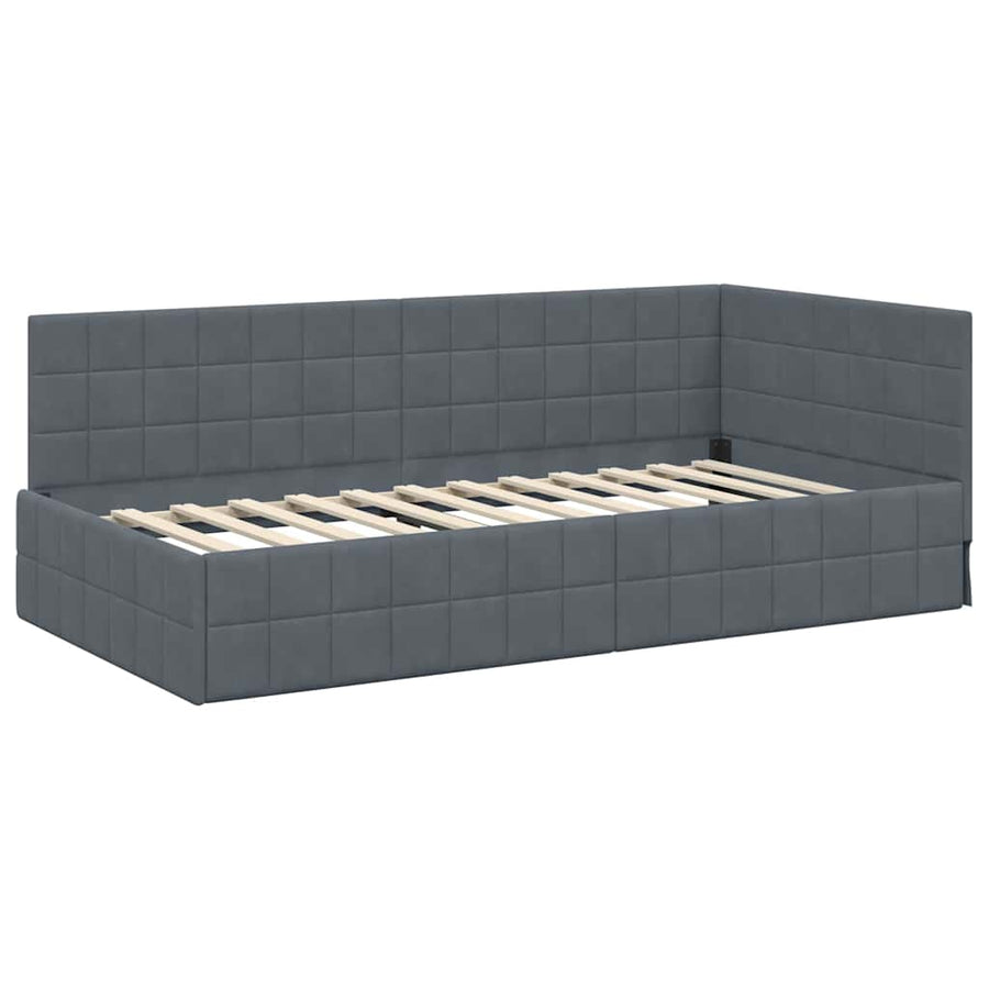 Hoekbedframe met Matras met hoofdeinde 2 pcs Grijs Fluweel