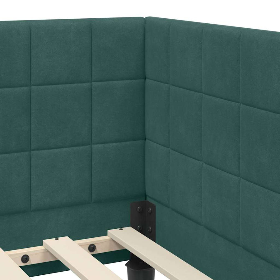 Hoekbedframe met Matras met hoofdeinde 2 pcs Groen Fluweel