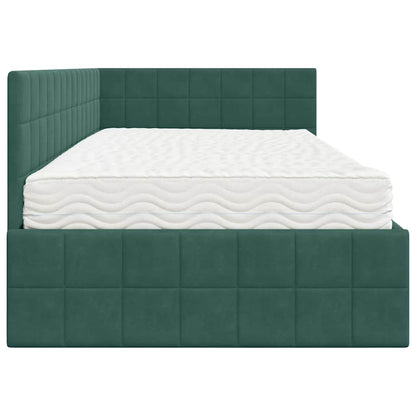 Hoekbedframe met Matras met hoofdeinde 2 pcs Groen Fluweel