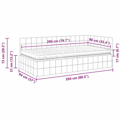 Hoekbedframe met Matras met hoofdeinde 2 pcs Geel Fluweel