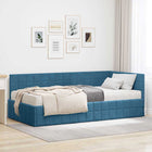 Hoekbedframe met matras 204x104x72 cm blauw fluweel