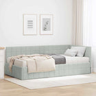Hoekbedframe met matras 204x104x72 cm lichtgrijs fluweel