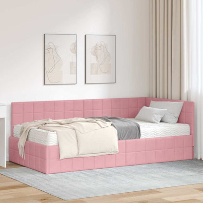 Hoekbedframe met Matras met hoofdeinde 2 st Grijs Fluweel