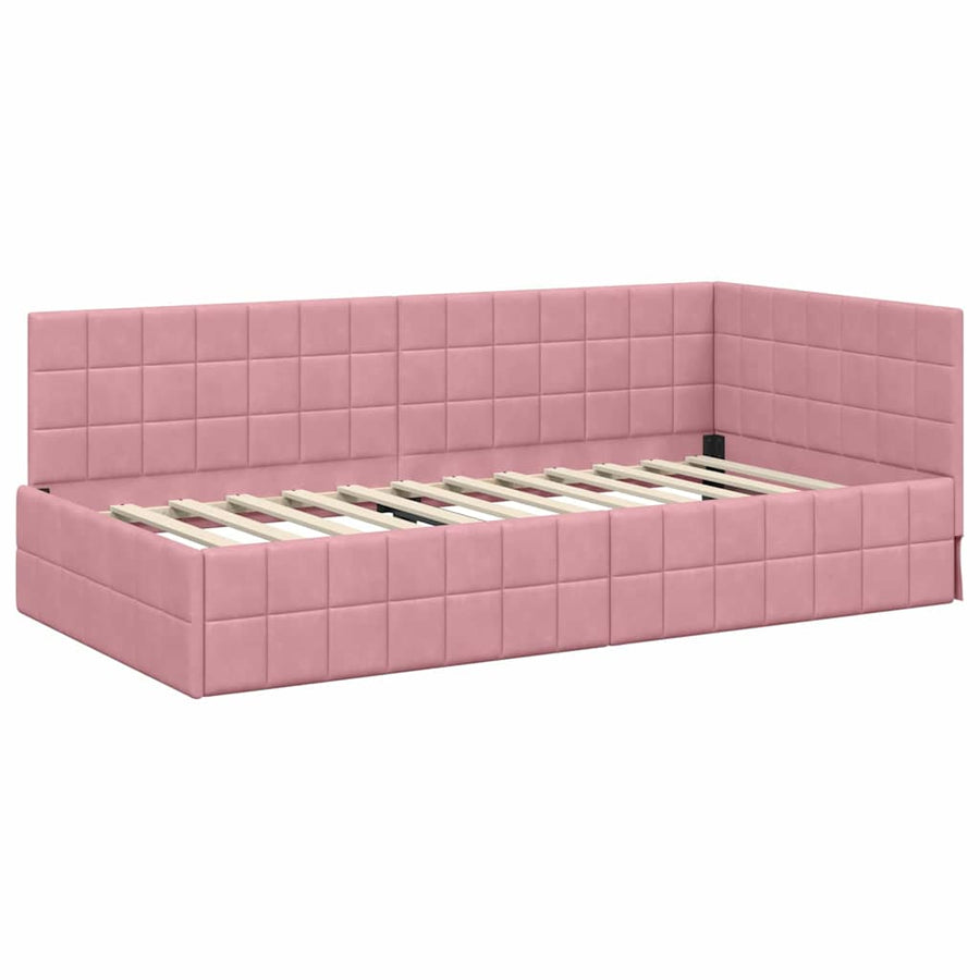 Hoekbedframe met Matras met hoofdeinde 2 st Grijs Fluweel