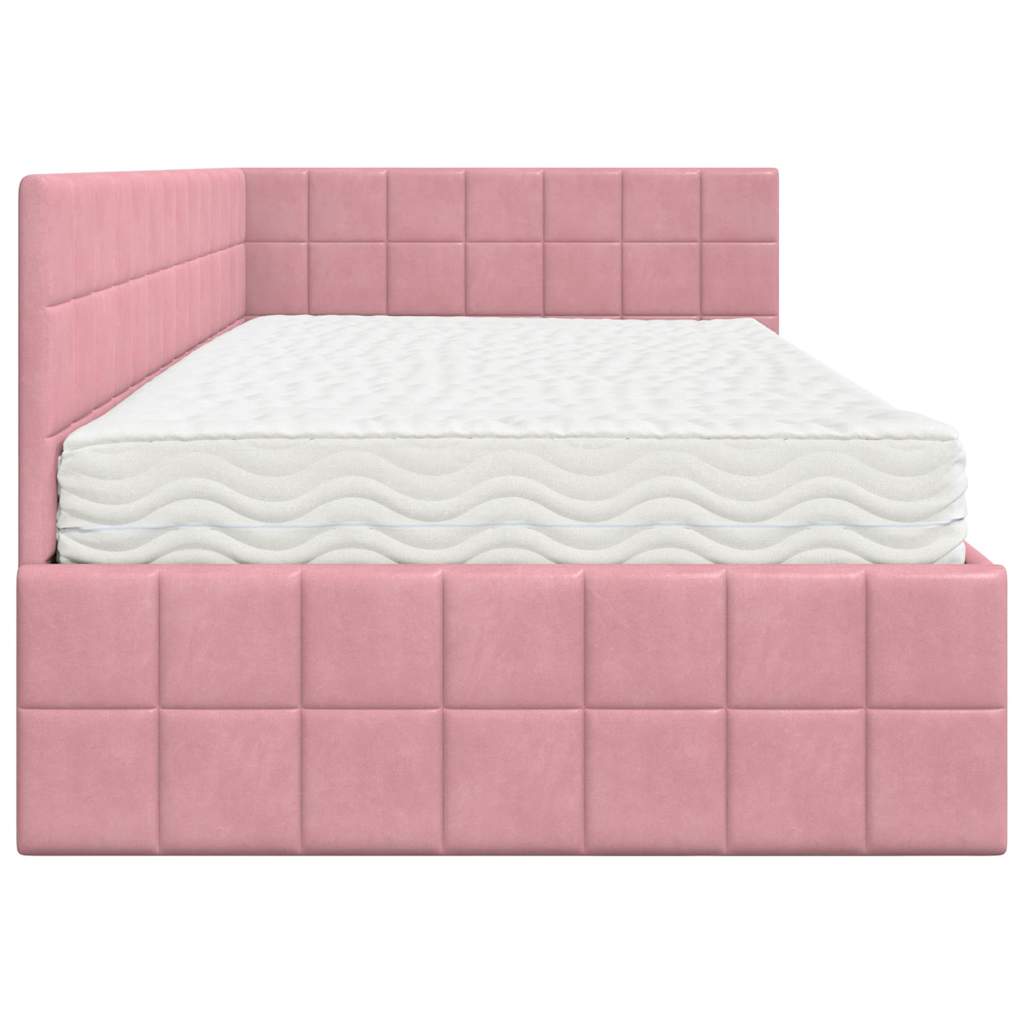 Hoekbedframe met Matras met hoofdeinde 2 st Grijs Fluweel