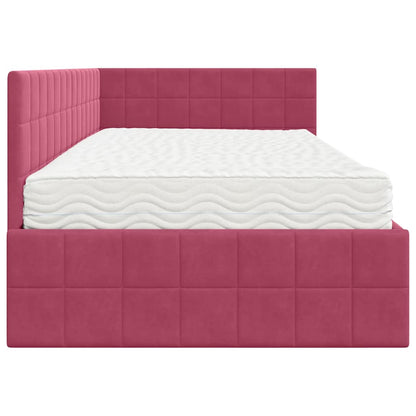 Hoekbedframe met Matras met hoofdeinde 2 pcs Groen Fluweel